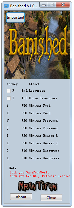 放逐之城六项修改器
