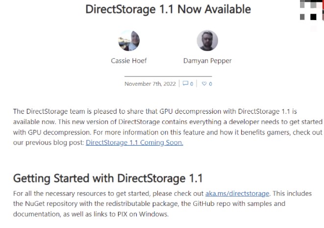 Win11已支持GPU解压游戏资源：DirectStorage1.1可两倍加载速度