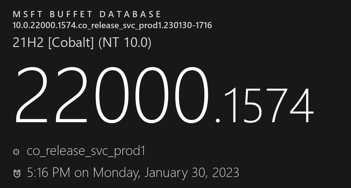 Win11 21H2(22000.1574)二月累积更新KB5022836推出啦！