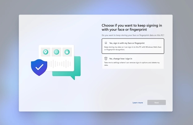 Windows Hello 改版，选择是否要继续使用你的面部或指纹登录