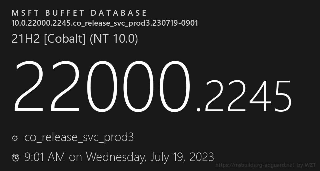 微软Win11 Build 22000.2245更新发布，推送更新日志！