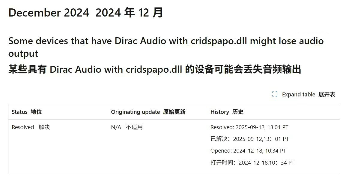 Dirac 音频兼容性问题已修复，受影响设备可顺利升级 Win11 24H2