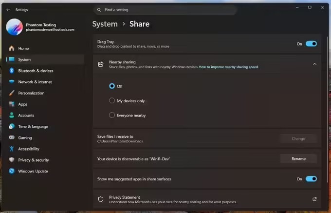 Win11“就近共享”将改版为“共享”，新增广告关闭开关