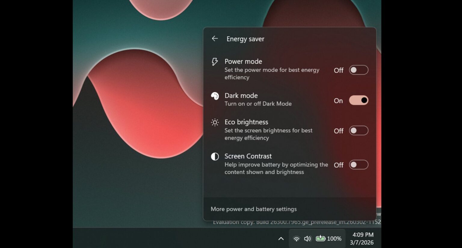 Win11 新增 “节能器” 菜单，支持一键切换深色 / 浅色模式