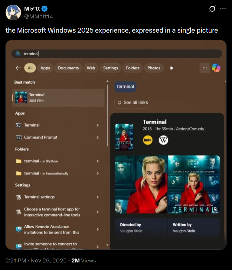 微软推送 Win11 26300.8493  预览版：调整搜索排序逻辑