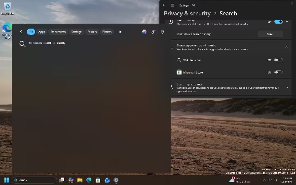 Win11 26300.8697 预览版怎么用系统原生开关清理搜索 Bing 网页结果