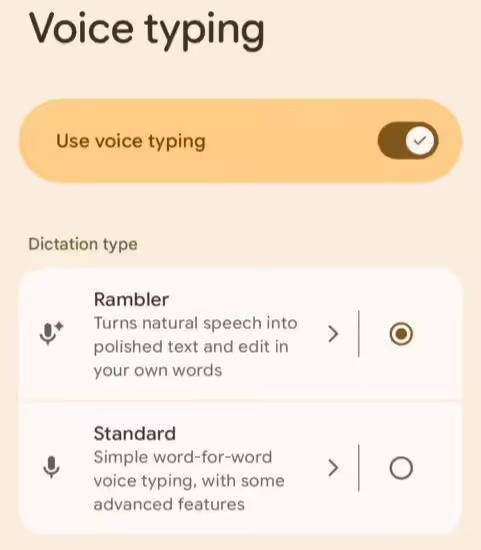 Gboard Rambler 新功能：可切换标准听写模式，支持离线 AI 语音转写